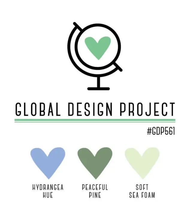 global design project color combination of hydrangea hue, peaceful pine and soft sea foam